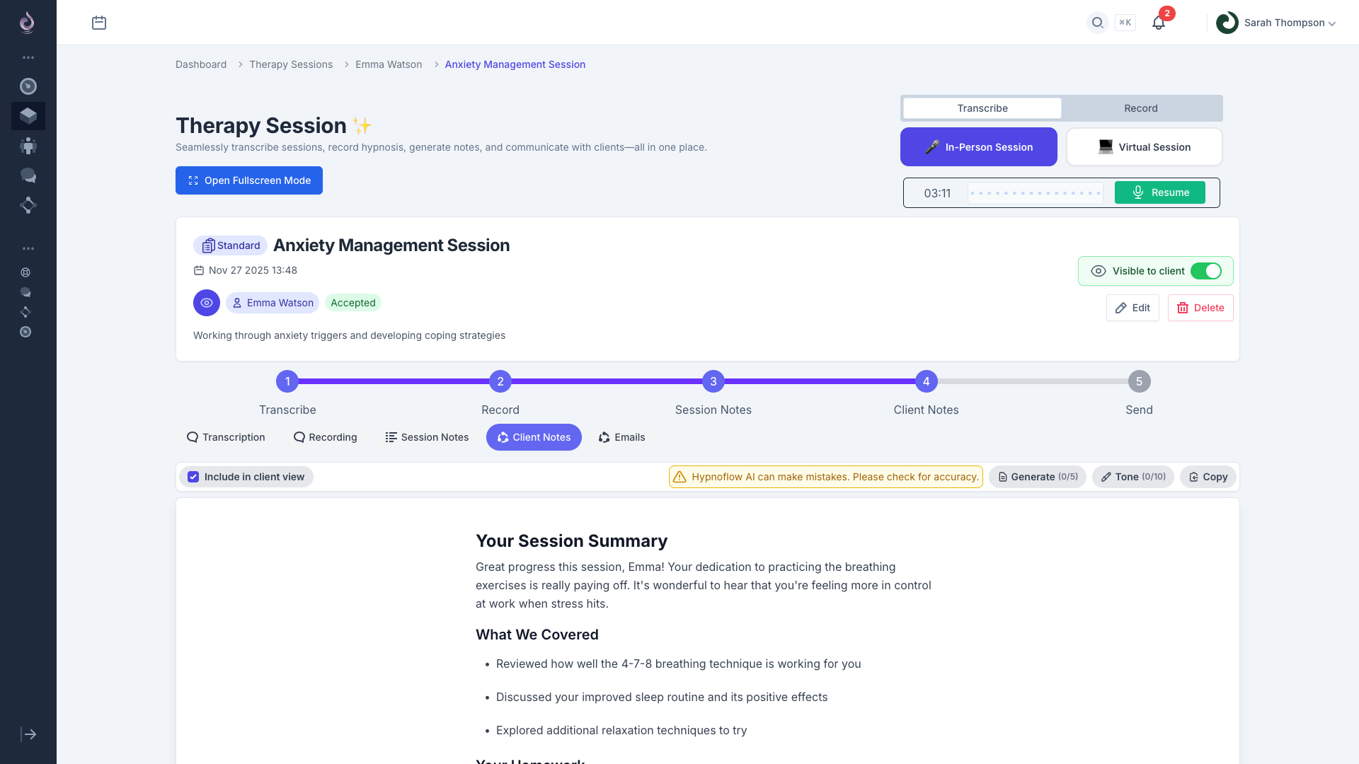 Generate client notes